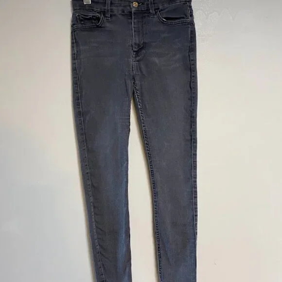 7 For All Mankind The High Waist Washed Black Women's Ankle Skinny Jeans Size 27 - Picture 3 of 12